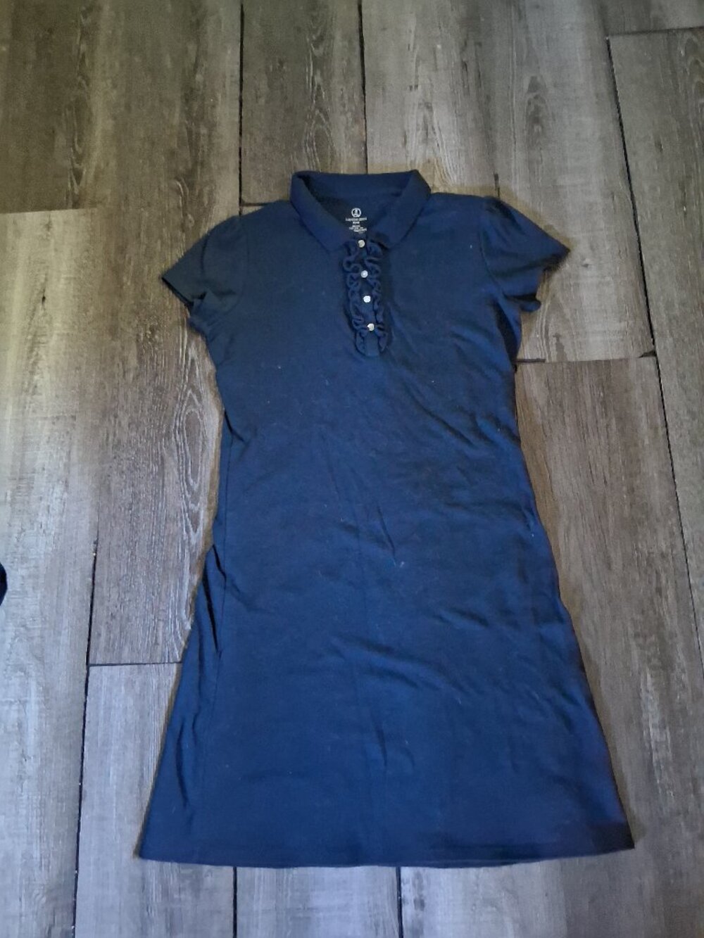 new land's end girls 14 school uniform dress navy ruffle 12 13 years old